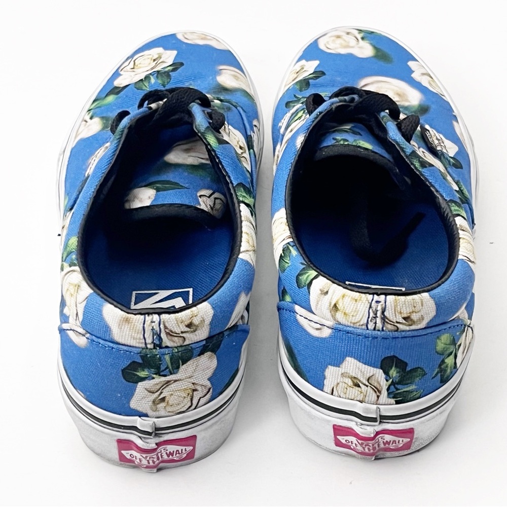 VANS ERA Blue White Rose Romantic Floral Lace Up Low Tow Shoes Women’s Size 7 - Picture 8 of 14